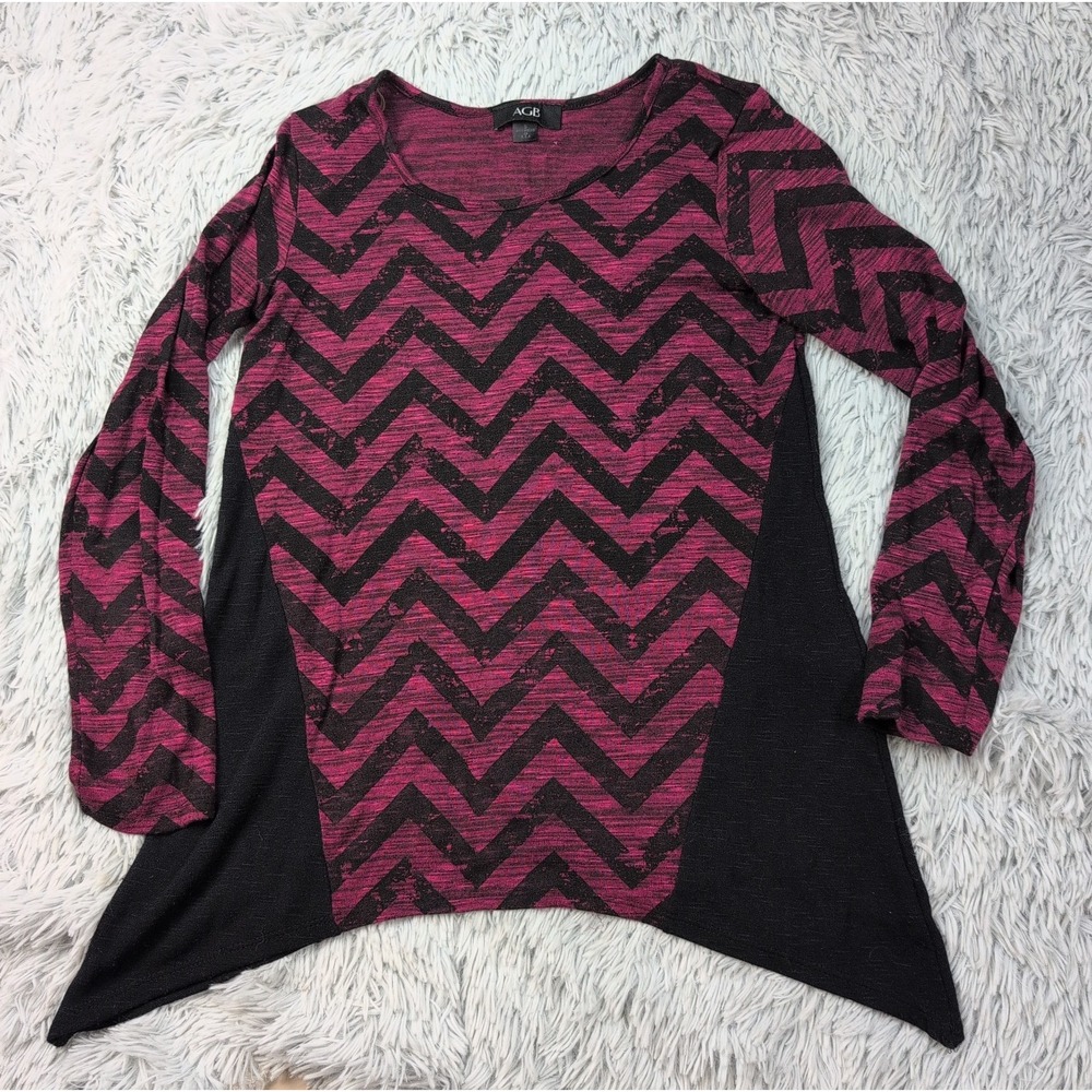 AGB Shirt Womens S Multicolor Blouse Top Chevron Casual Lightweight